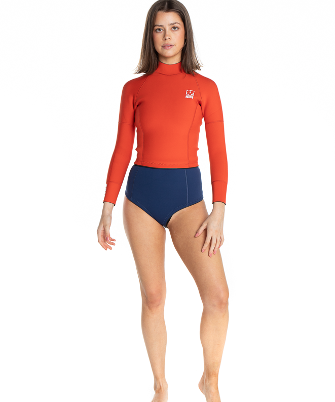 Milly Long Sleeve Surf Top - Tomato Red | Nisi Collective