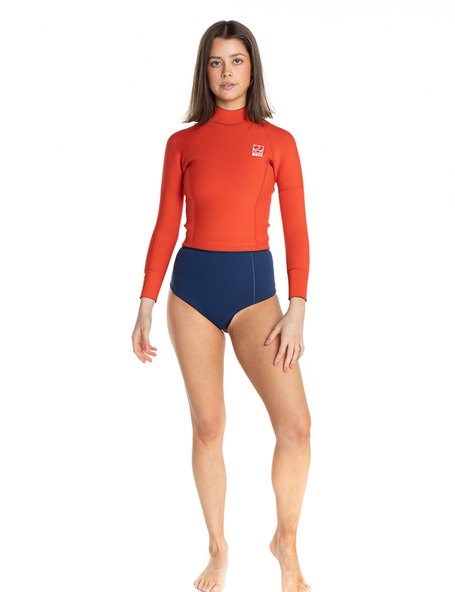 Milly Long Sleeve Surf Top - Tomato Red | Nisi Collective